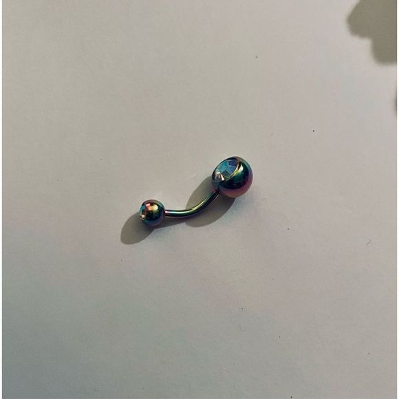 MULTICOLORED SAPPHIRE AND SILVER BELLY RING - Picture 3 of 5